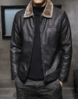 Fiorento Winter Leren Jas Heren - Casual Leren Jack met Warme Kraag