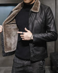 Fiorento Winter Leren Jas Heren - Casual Leren Jack met Warme Kraag